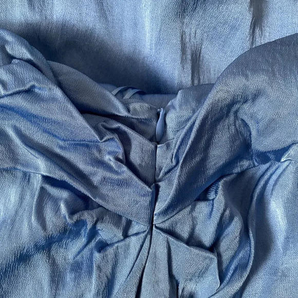 Zara  Satin Effect Halter Wrap Midi Dress Blue Size Small - Picture 7 of 9